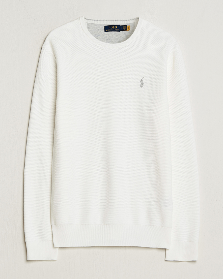 Herre | Trøjer | Polo Ralph Lauren | Textured Cotton Crew Neck Sweater Deckwash White