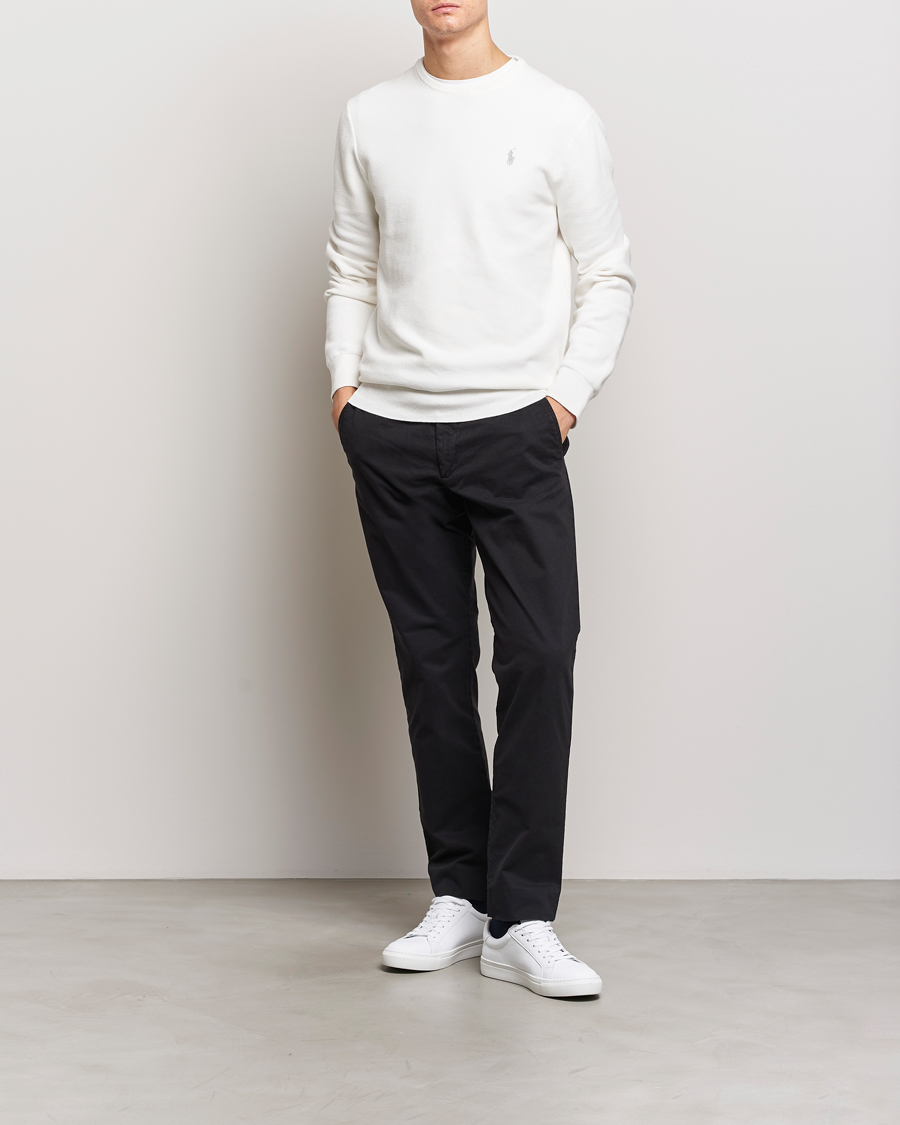 Herre | Trøjer | Polo Ralph Lauren | Textured Cotton Crew Neck Sweater Deckwash White