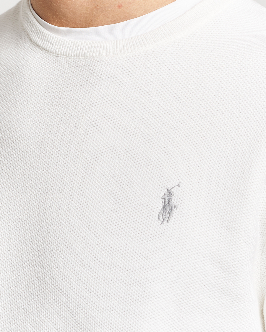 Herre | Trøjer | Polo Ralph Lauren | Textured Cotton Crew Neck Sweater Deckwash White