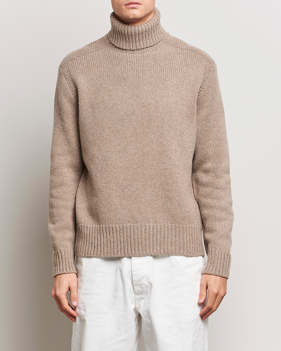 Herre | Rullekravetrøjer | Polo Ralph Lauren | Wool/Cashmere Knitted Rollneck Oak Brown Heather