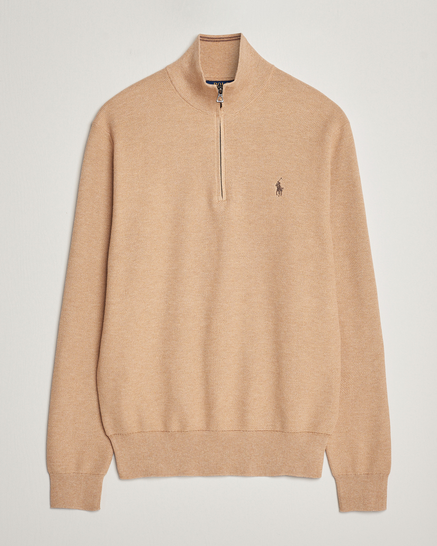 Herre | Trøjer | Polo Ralph Lauren | Textured Half Zip Camel Melange