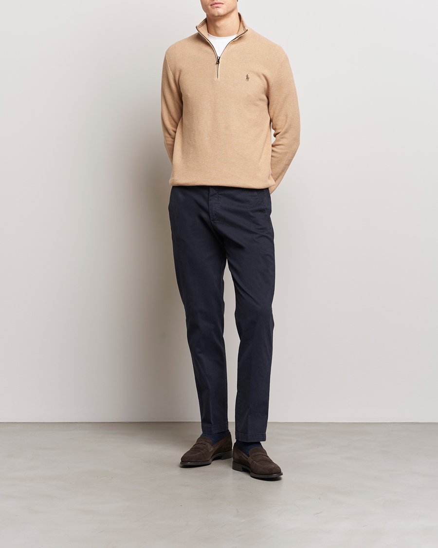 Herre | Trøjer | Polo Ralph Lauren | Textured Half Zip Camel Melange