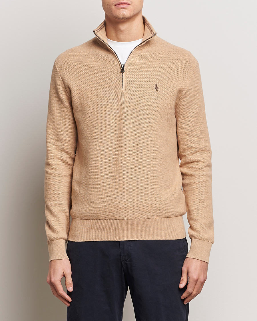 Herre | Trøjer | Polo Ralph Lauren | Textured Half Zip Camel Melange