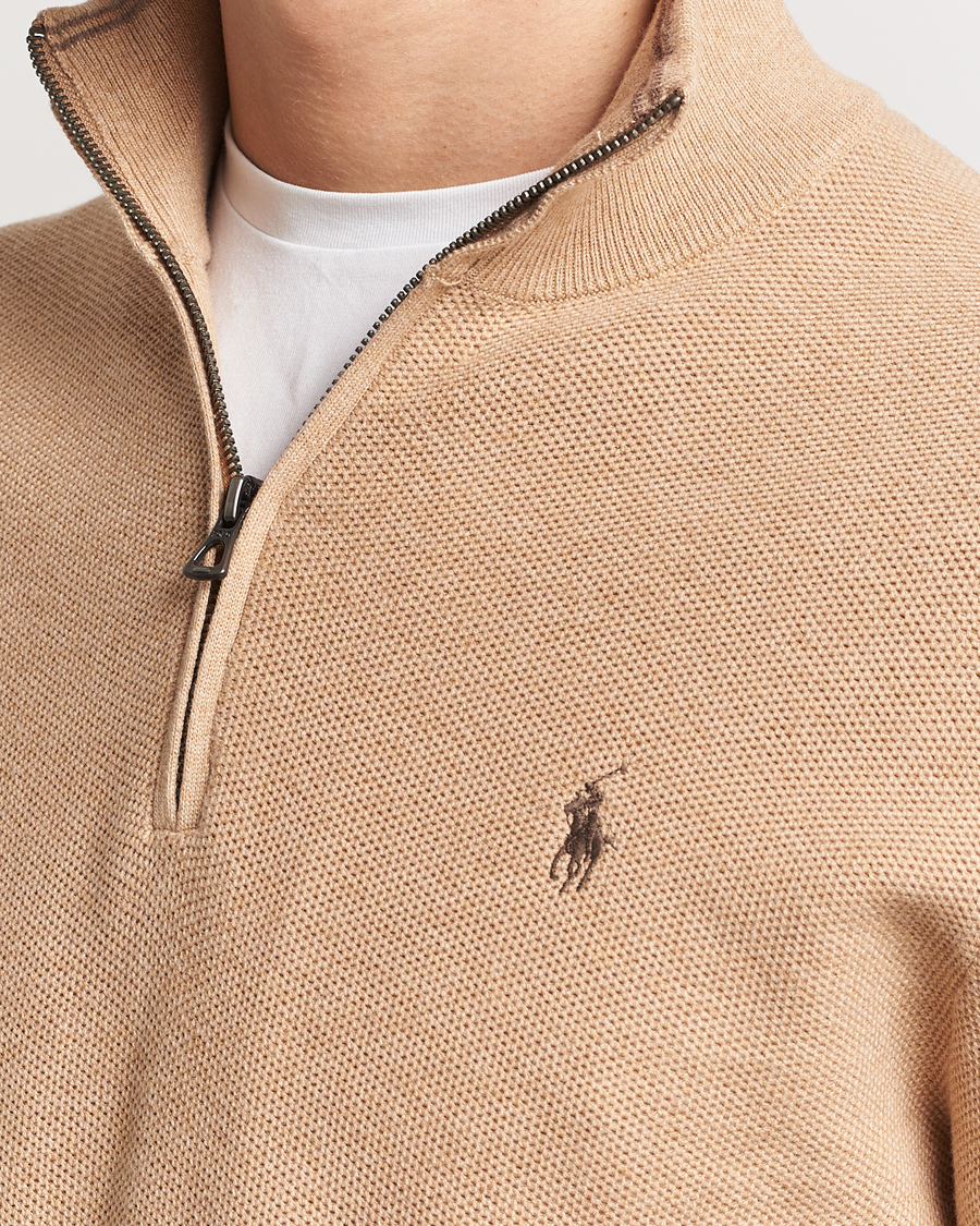 Herre | Trøjer | Polo Ralph Lauren | Textured Half Zip Camel Melange