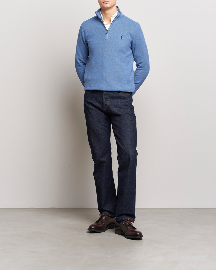 Herre | Trøjer | Polo Ralph Lauren | Textured Half-Zip Blue Heather