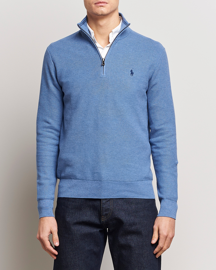 Herre |  | Polo Ralph Lauren | Textured Half-Zip Blue Heather