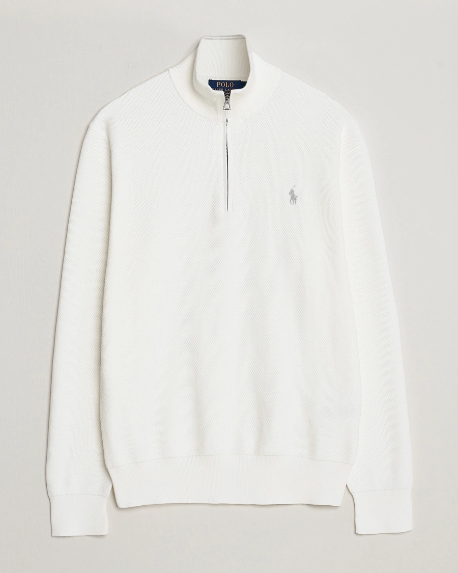 Herre | Trøjer | Polo Ralph Lauren | Textured Half Zip Deckwash White