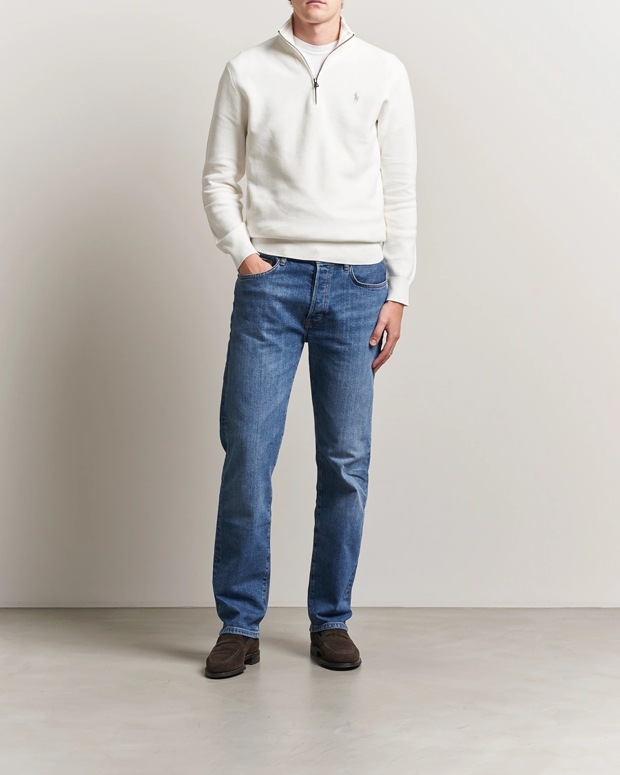 Herre | Trøjer | Polo Ralph Lauren | Textured Half Zip Deckwash White