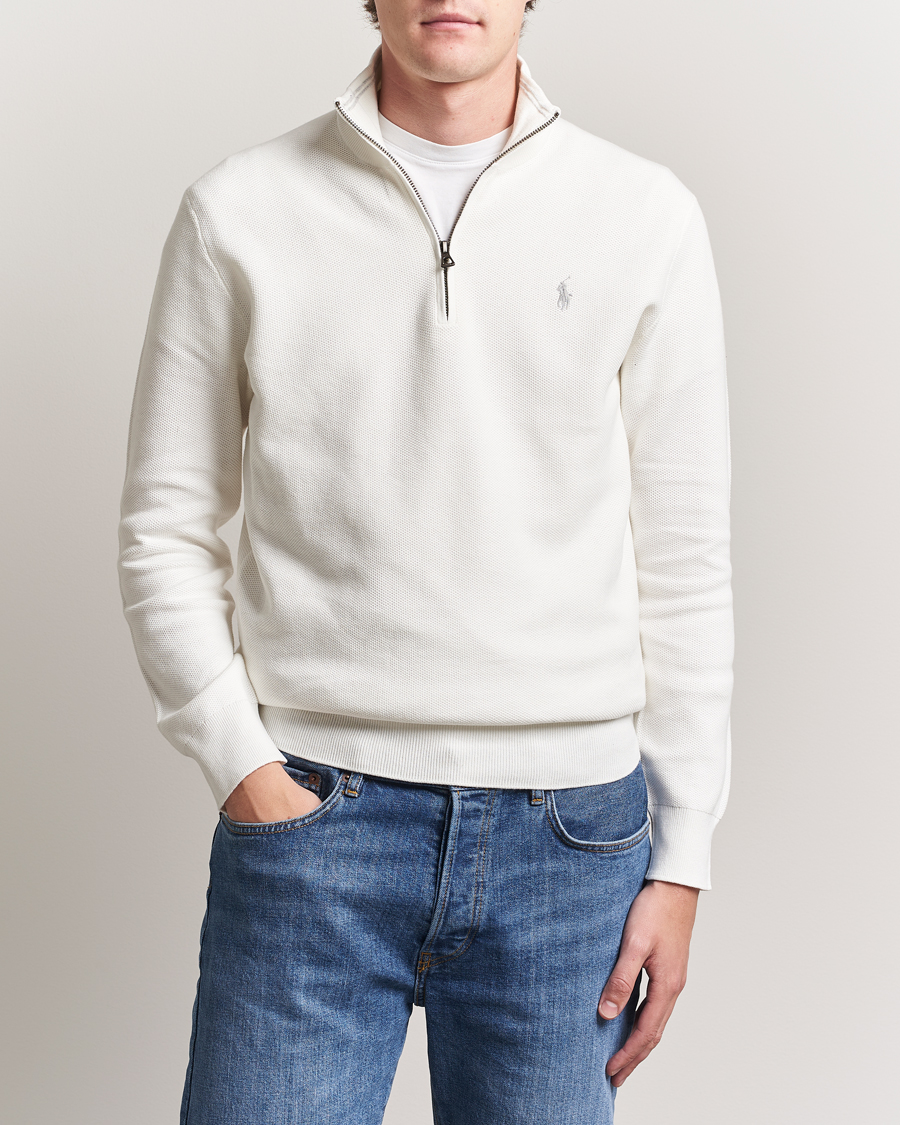 Herre | Trøjer | Polo Ralph Lauren | Textured Half Zip Deckwash White