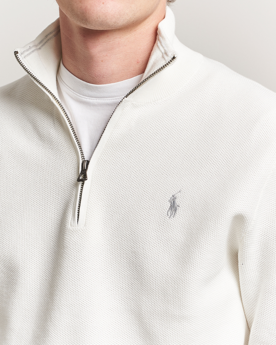 Herre | Trøjer | Polo Ralph Lauren | Textured Half Zip Deckwash White