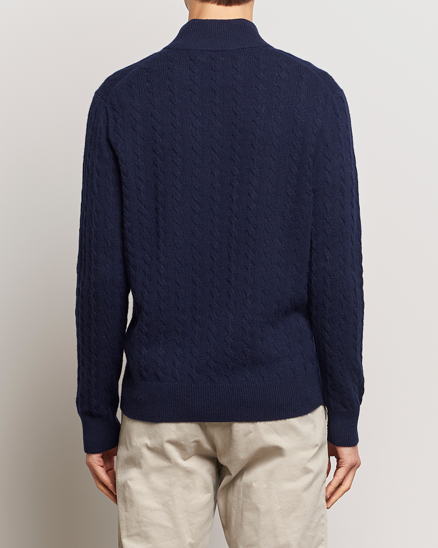 Herre | Trøjer | Polo Ralph Lauren | Wool/Cotton Cable Half-Zip Hunter Navy