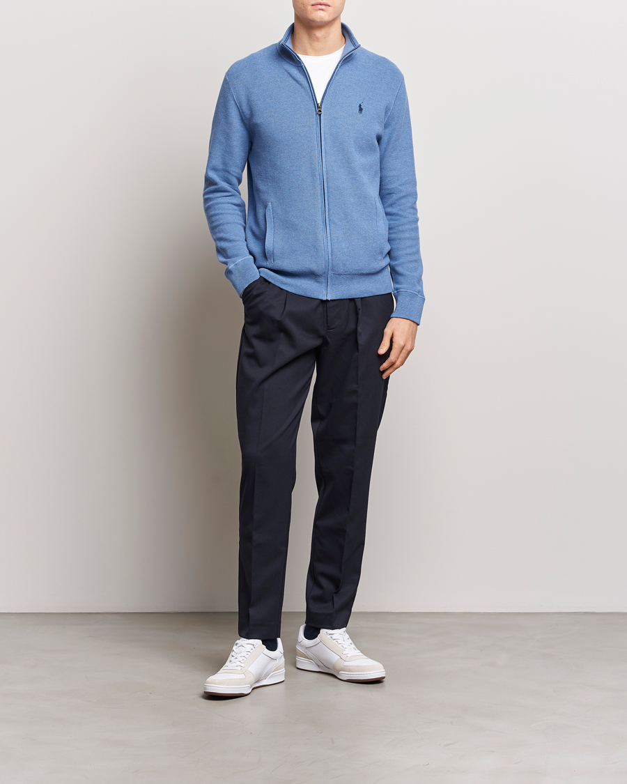 Herre | Trøjer | Polo Ralph Lauren | Textured Full-Zip Blue Stone Heather