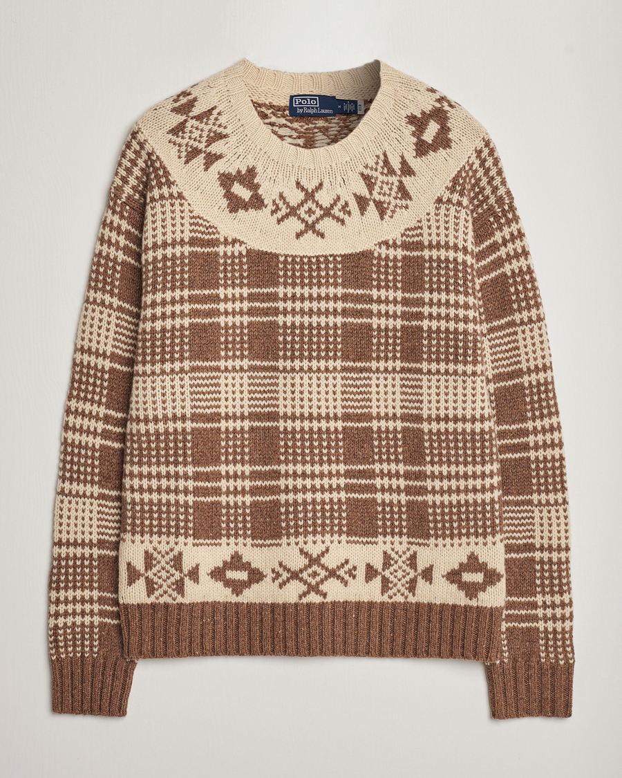 Herre | Strikkede trøjer | Polo Ralph Lauren | Wool Knitted Crew Neck Sweater Medium Brown