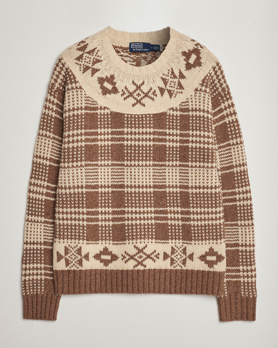Herre | Trøjer | Polo Ralph Lauren | Wool Knitted Crew Neck Sweater Medium Brown