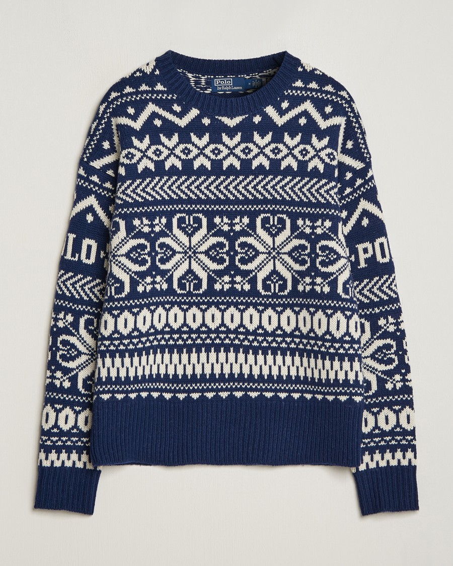 Herre | Strikkede trøjer | Polo Ralph Lauren | Wool Knitted Snowflake Crew Neck Bright Navy