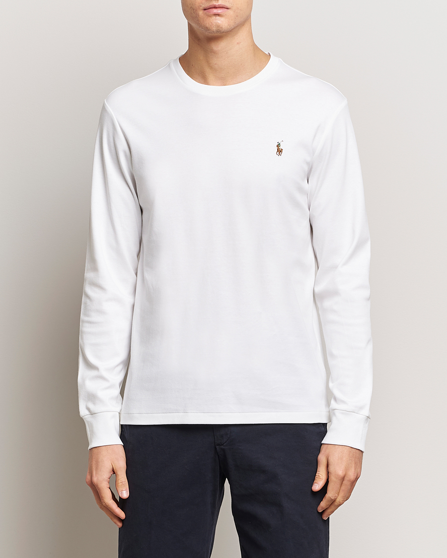 Herre | Udsalg | Polo Ralph Lauren | Luxury Pima Cotton Long Sleeve T-Shirt White