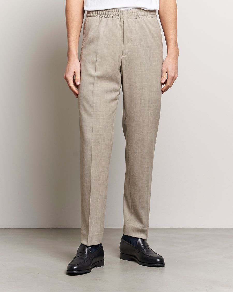 Herre | Drawstringbukser | Filippa K | Relaxed Terry Wool Trousers Beige