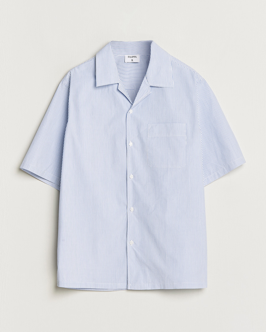 Herre | Skjorter | Filippa K | Striped Short Sleeve Resort Shirt Blue/White