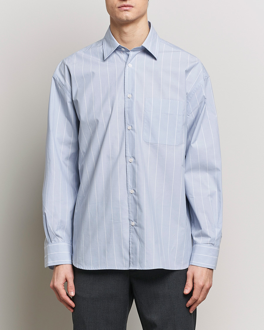 Herre | Skjorter | Filippa K | Striped Poplin Shirt Faded Blue/White