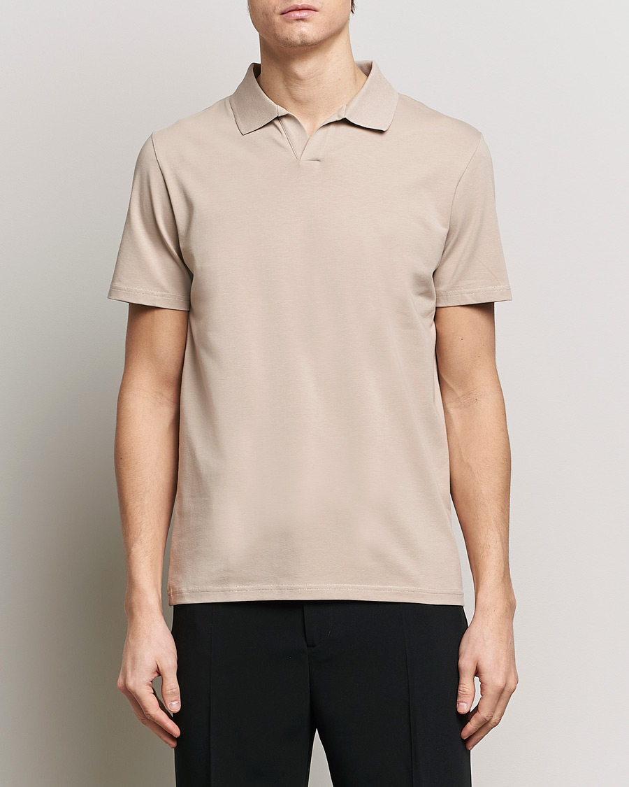 Herre | Tøj | Filippa K | Soft Lycra Polo T-Shirt Light Taupe