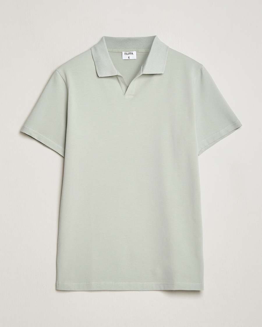 Herre | Polotrøjer | Filippa K | Soft Lycra Polo T-Shirt Green Grey