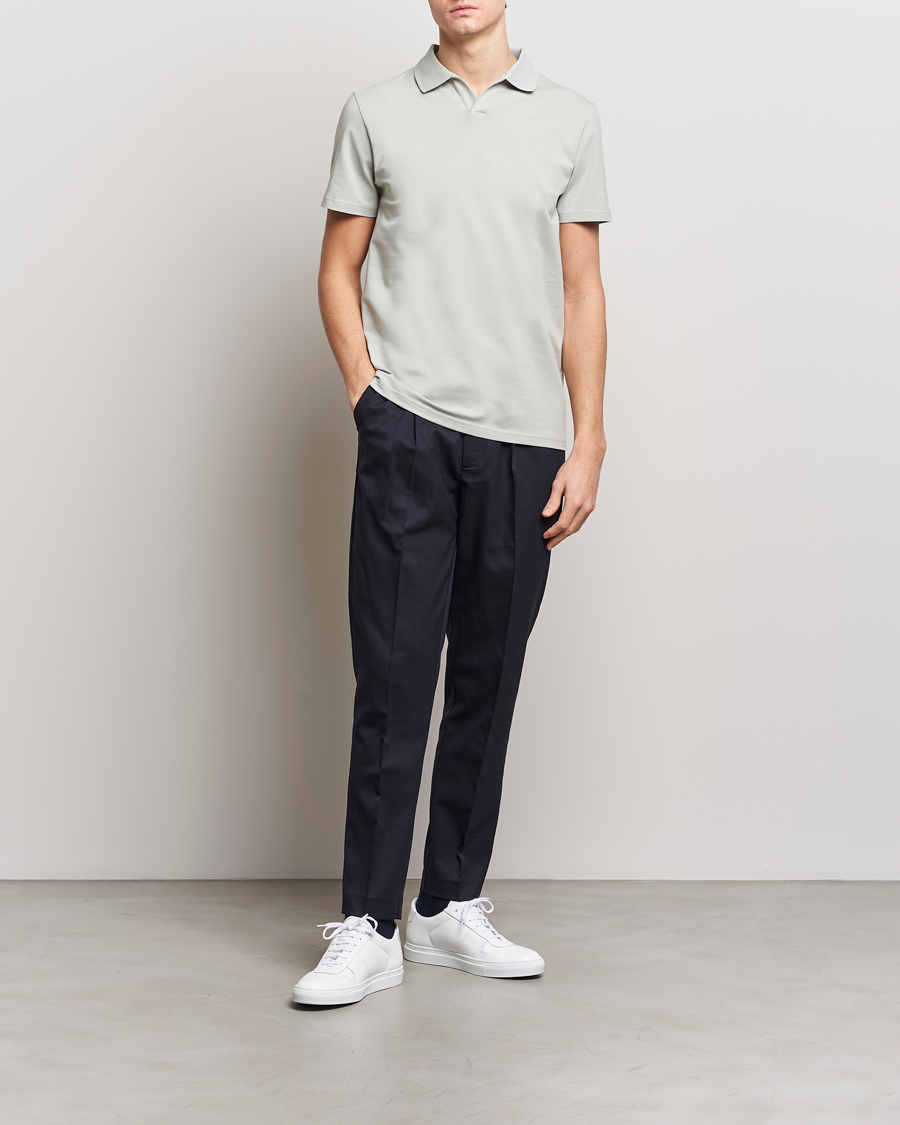 Herre | Polotrøjer | Filippa K | Soft Lycra Polo T-Shirt Green Grey