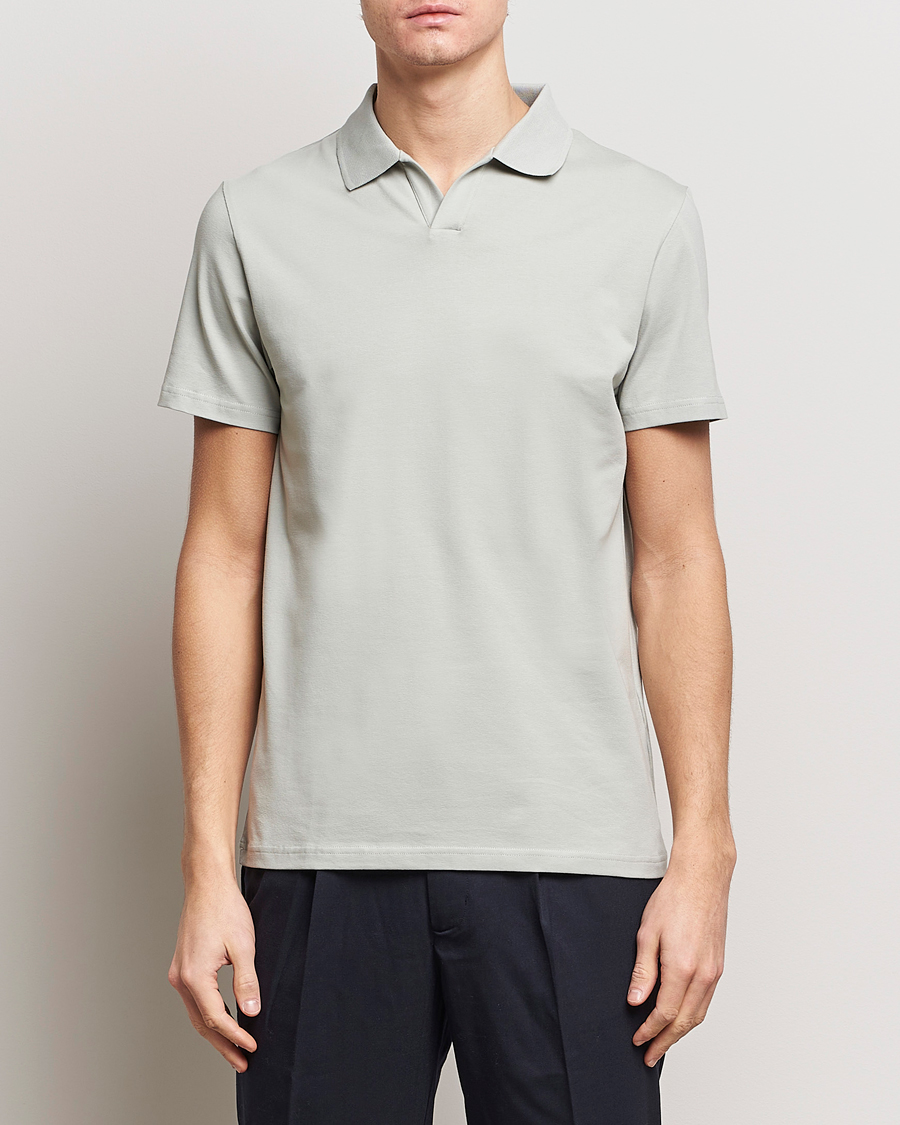 Herre | Tøj | Filippa K | Soft Lycra Polo T-Shirt Green Grey