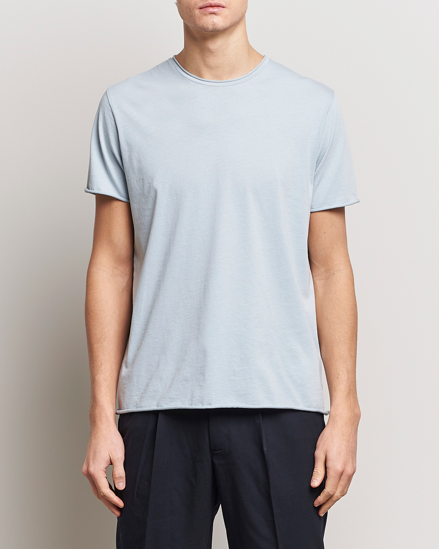 Herre | T-Shirts | Filippa K | Roll Neck Crew Neck T-Shirt Dove Blue