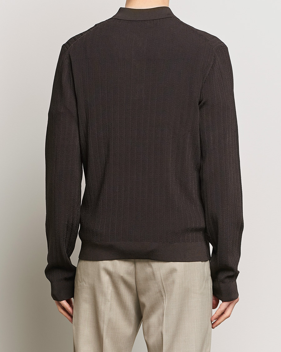 Herre | Trøjer | Filippa K | Structured Knitted Polo Dark Oak