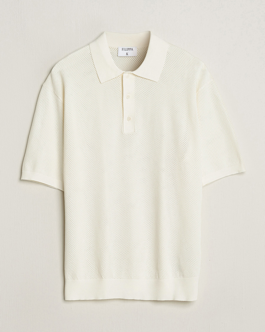 Herre | Polotrøjer | Filippa K | Mesh Knitted Polo Chalk White