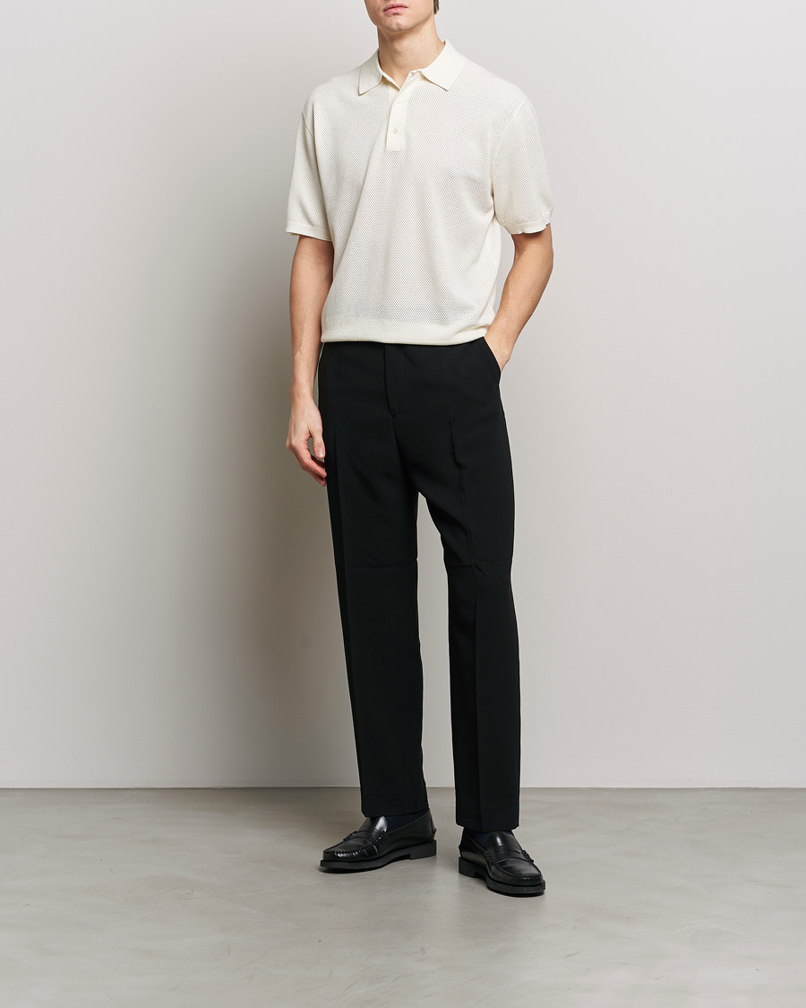 Herre | Polotrøjer | Filippa K | Mesh Knitted Polo Chalk White