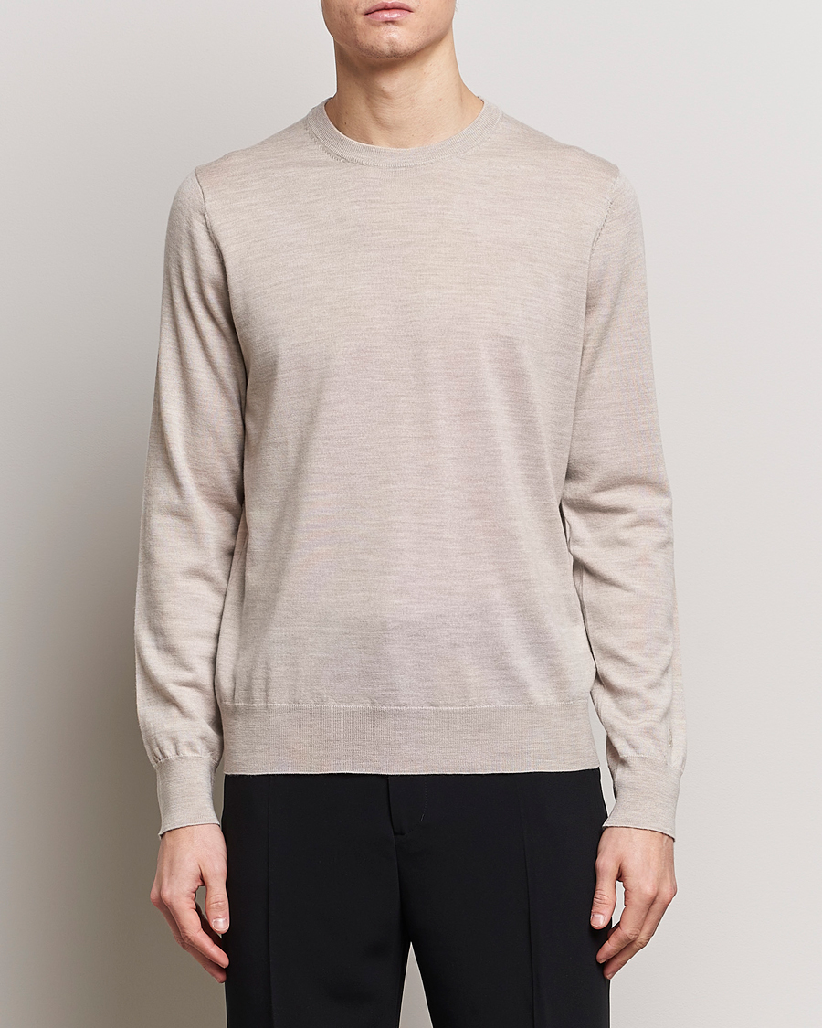 Herre | Tøj | Filippa K | Merino Round Neck Sweater Beige Melange