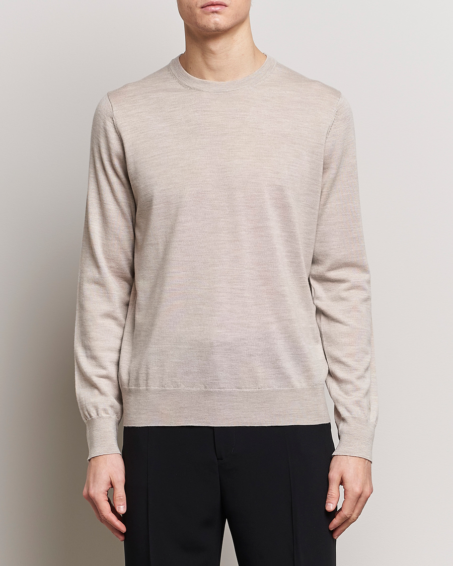 Herre | Udsalg | Filippa K | Merino Round Neck Sweater Beige Melange