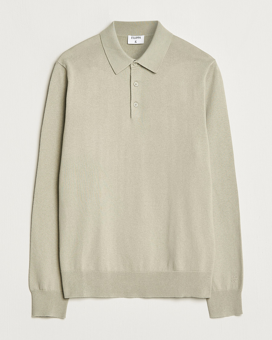 Herre | Trøjer | Filippa K | Knitted Polo Shirt Light Sage