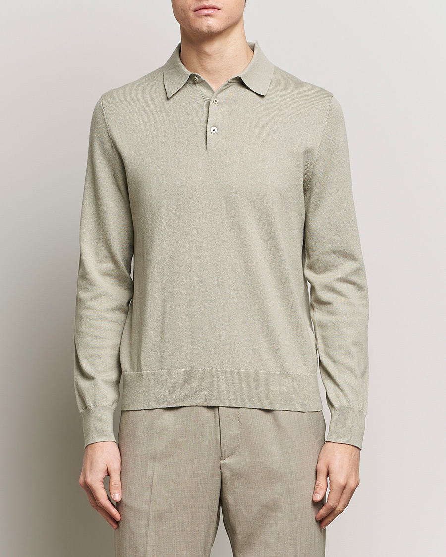 Herre | Afdelinger | Filippa K | Knitted Polo Shirt Light Sage