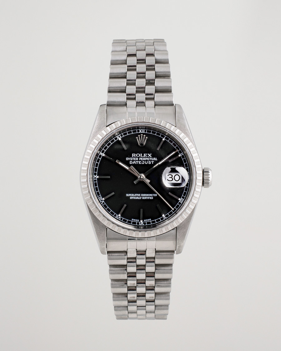 Brugt: | Pre-Owned & Vintage Watches | Rolex Pre-Owned | Datejust 16220 Oyster Perpetual Black Steel Black Steel Black