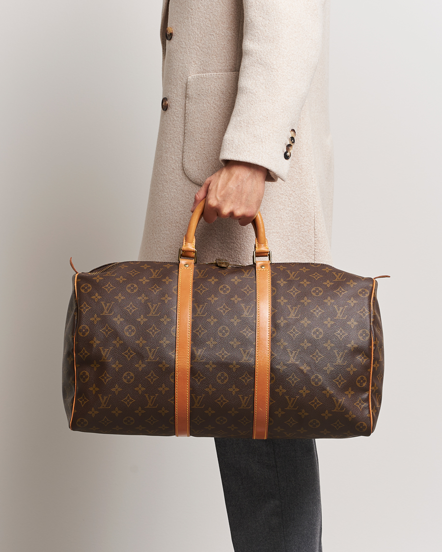 Louis Vuitton Cream & Blue Damier Azur Canvas 50 Keepall – On Que