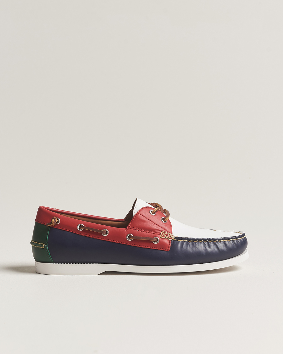 Herre | Polo Ralph Lauren Merton Leather Boat Shoe Red/White/Blue | Polo Ralph Lauren | Merton Leather Boat Shoe Red/White/Blue