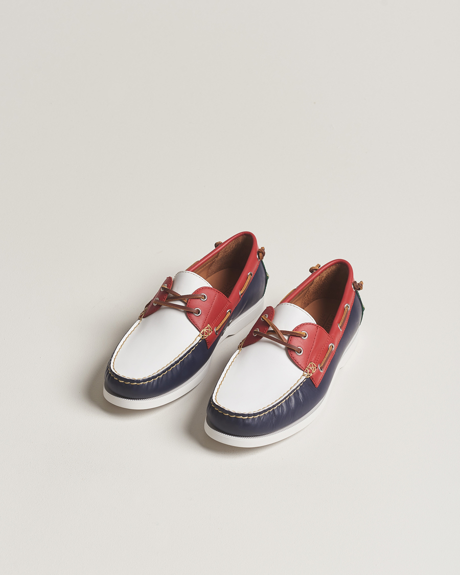 Men | Shoes | Polo Ralph Lauren | Merton Leather Boat Shoe Red/White/Blue