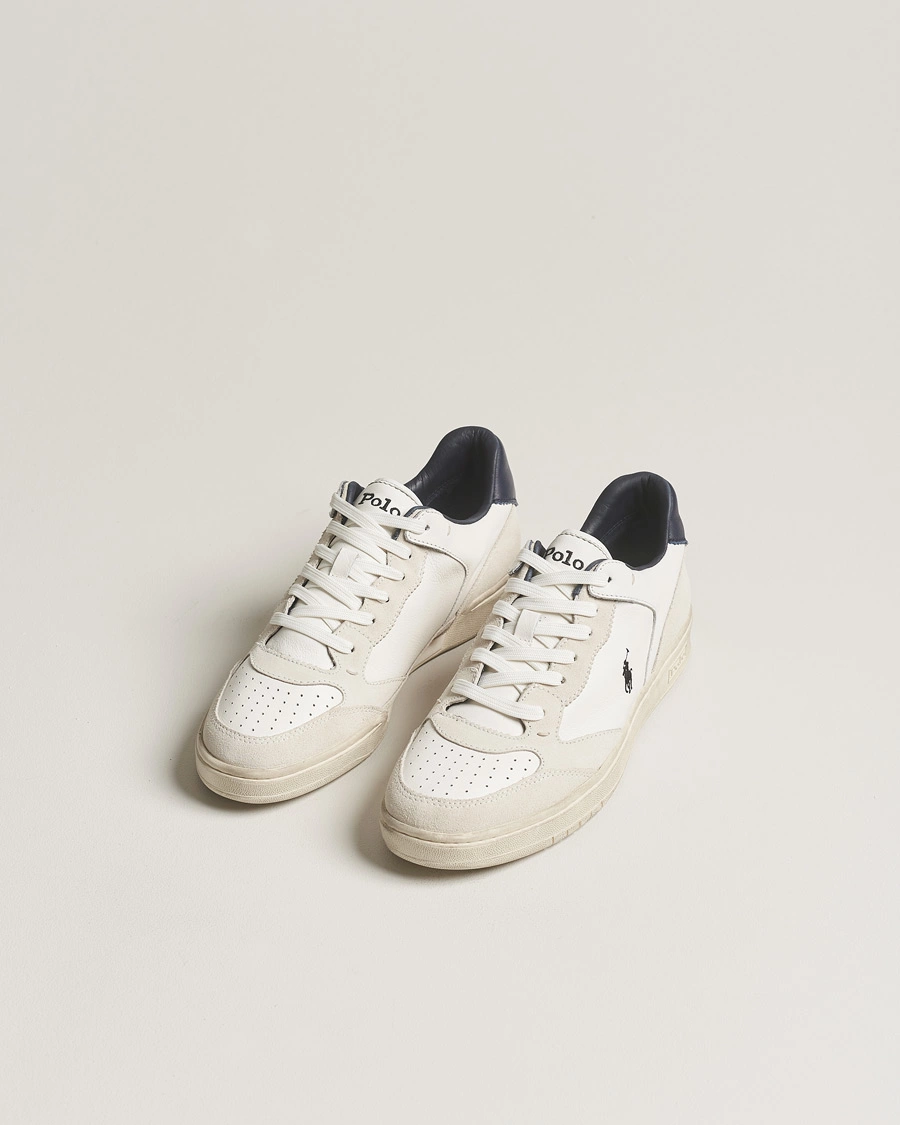 Men |  | Polo Ralph Lauren | Court Luxury Leather/Suede Sneaker White
