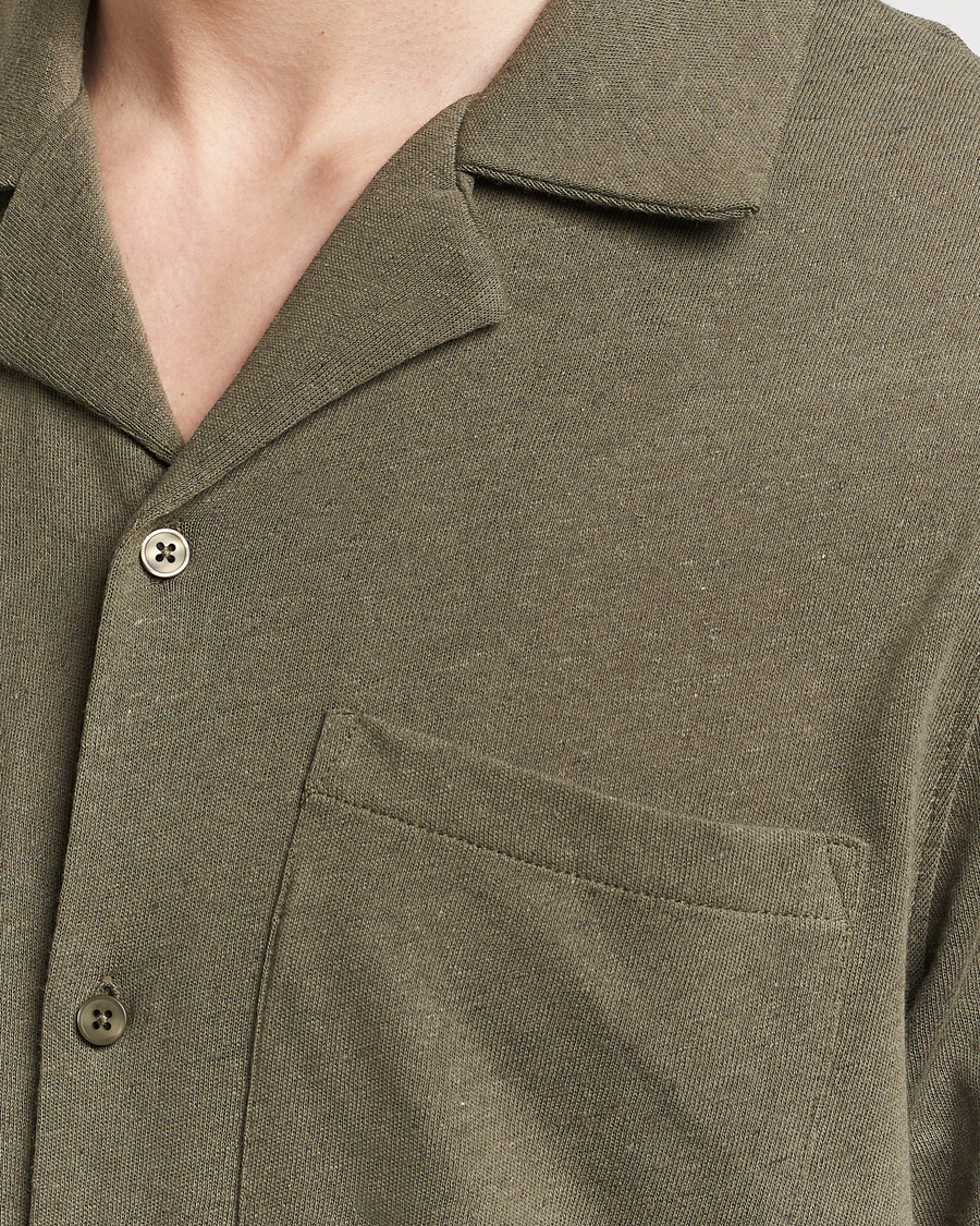 Herre | Skjorter | Samsøe Samsøe | Samartin Cotton/Linen Short Sleeve Shirt Dusty Olive