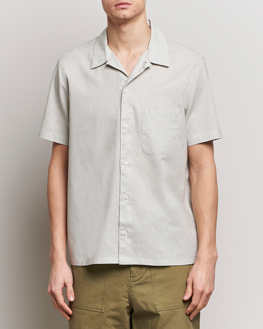 Herre |  | Samsøe Samsøe | Avan Linen/Cotton Short Sleeve Shirt Moonstruck
