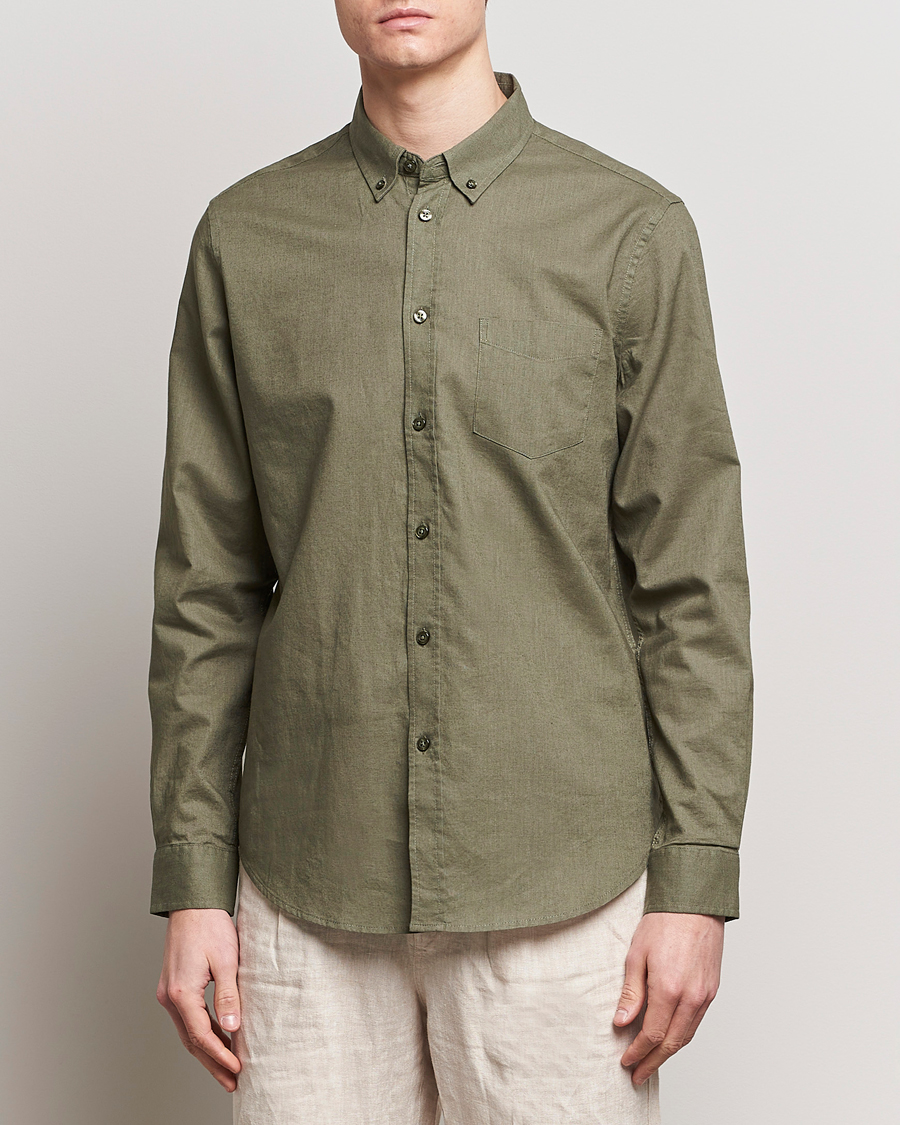 Herre | Tøj | Samsøe Samsøe | Liam Linen/Cotton Shirt Dusty Olive