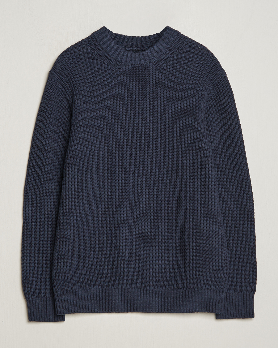 Herre | Trøjer | Samsøe Samsøe | Samarius Cotton/Linen Knitted Sweater Salute Navy