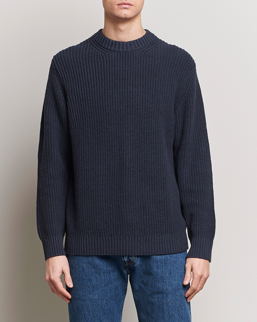 Herre | Contemporary Creators | Samsøe Samsøe | Samarius Cotton/Linen Knitted Sweater Salute Navy