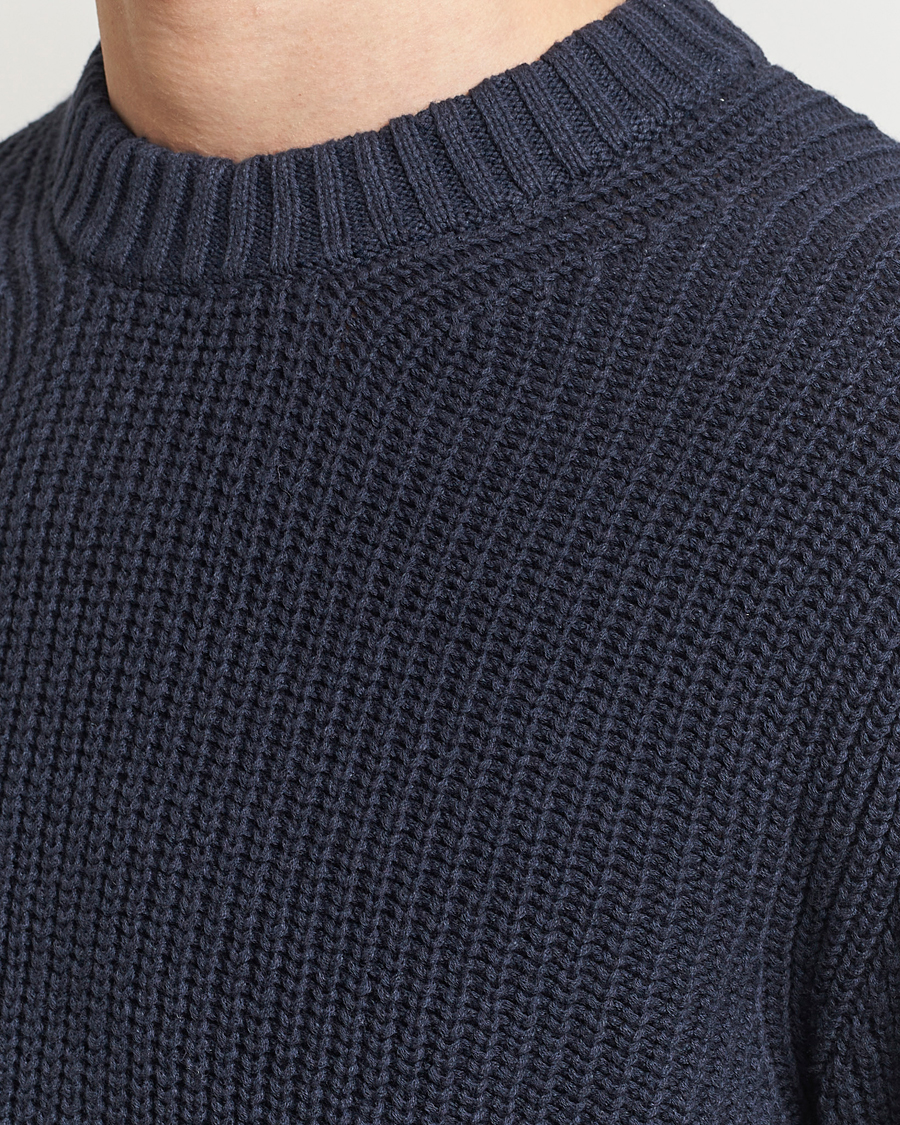 Herre | Trøjer | Samsøe Samsøe | Samarius Cotton/Linen Knitted Sweater Salute Navy