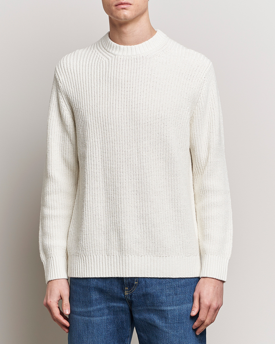 Herre | Strikkede trøjer | Samsøe Samsøe | Samarius Cotton/Linen Knitted Sweater Clear Cream