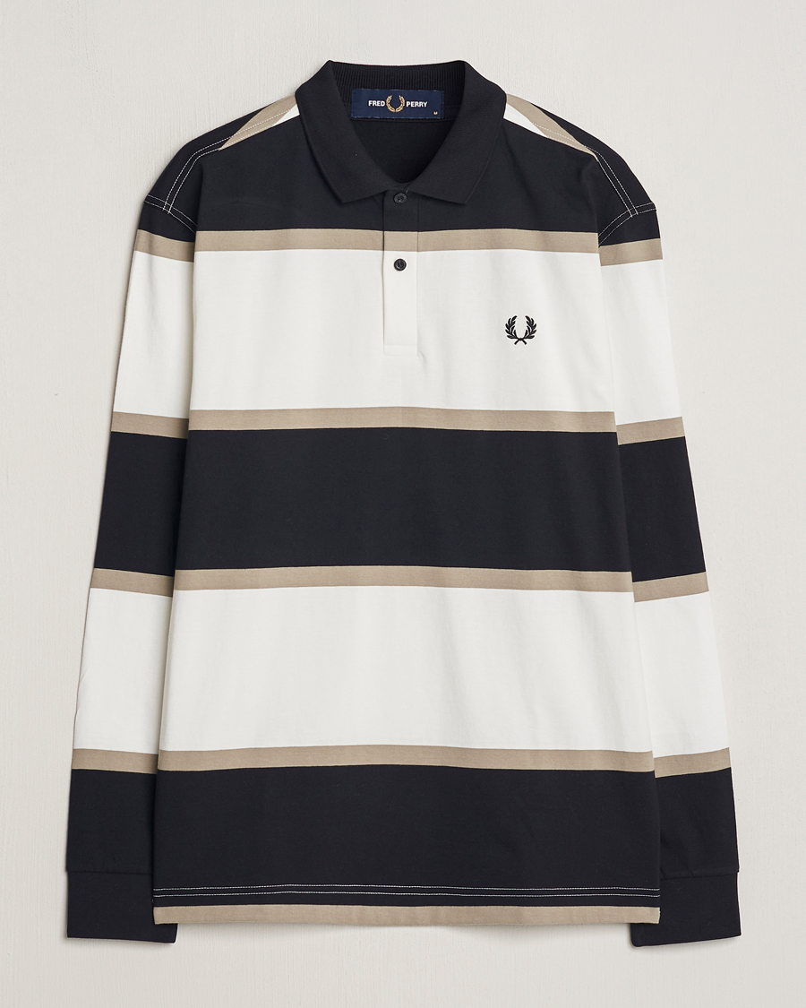 Herre | Trøjer | Fred Perry | Relaxed Striped Rugby Shirt Snow White/Navy