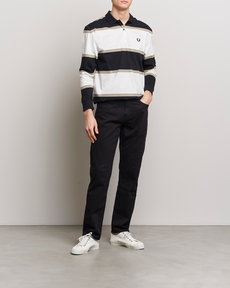 Herre | Trøjer | Fred Perry | Relaxed Striped Rugby Shirt Snow White/Navy