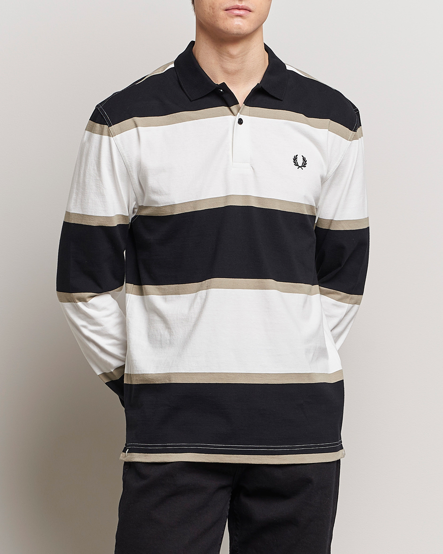 Herre | 20% udsalg | Fred Perry | Relaxed Striped Rugby Shirt Snow White/Navy